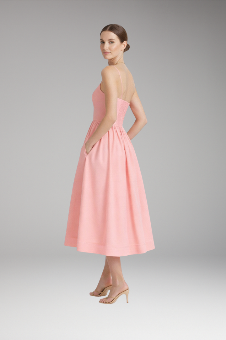 Women's Midi Dress | Elegant Spaghetti Strap & Full Skirt