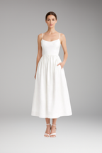 Women's Midi Dress | Elegant Spaghetti Strap & Full Skirt
