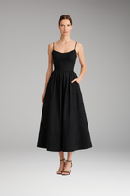 Women's Midi Dress | Elegant Spaghetti Strap & Full Skirt