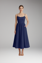 Women's Midi Dress | Elegant Spaghetti Strap & Full Skirt