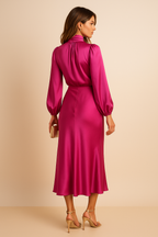 Women's Midi Dress | High Neck & Long Sleeve Elegance