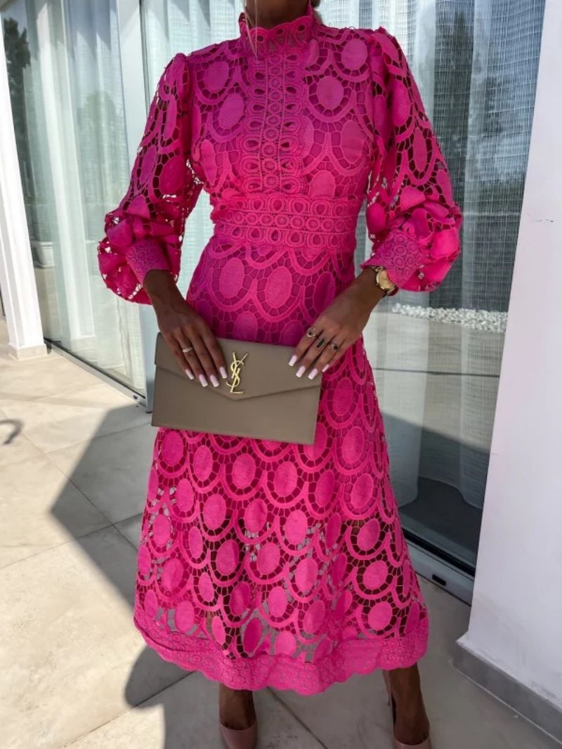 Women's Midi Dress | Lace Design & High Neck Occasion Wear