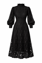 Women's Midi Dress | Lace Detail & Elegant High Neck