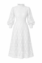 Women's Midi Dress | Lace Detail & Elegant High Neck