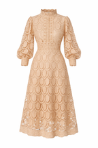 Women's Midi Dress | Lace Detail & Elegant High Neck