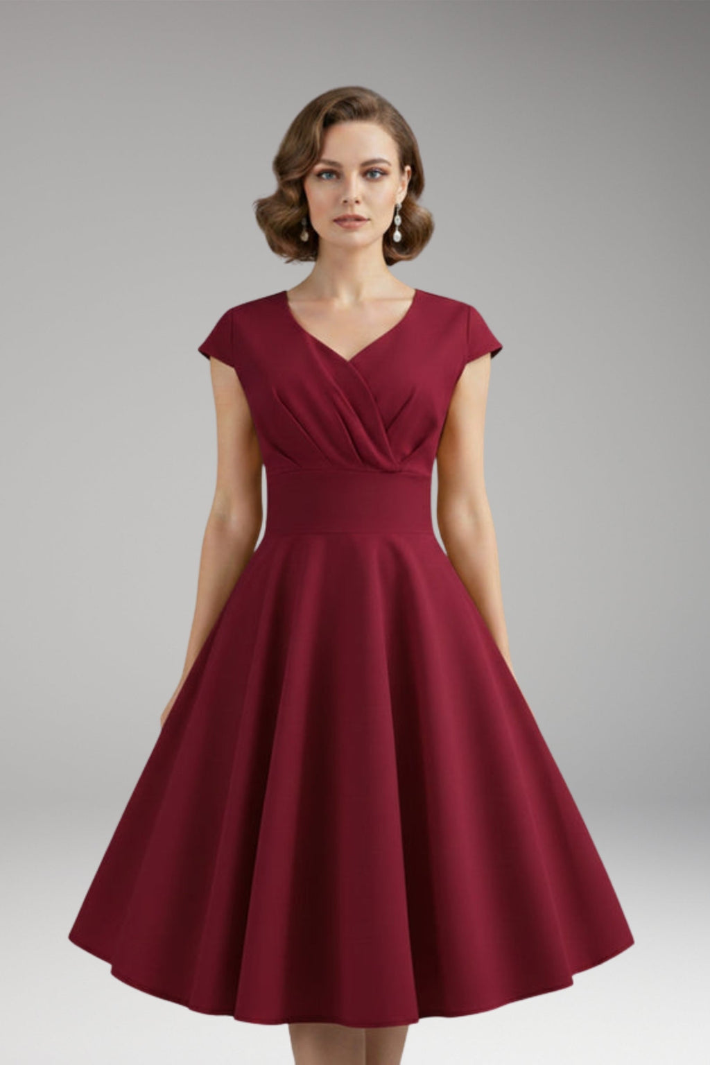 Women's Midi Dress | Sweetheart Neckline & Flared Skirt