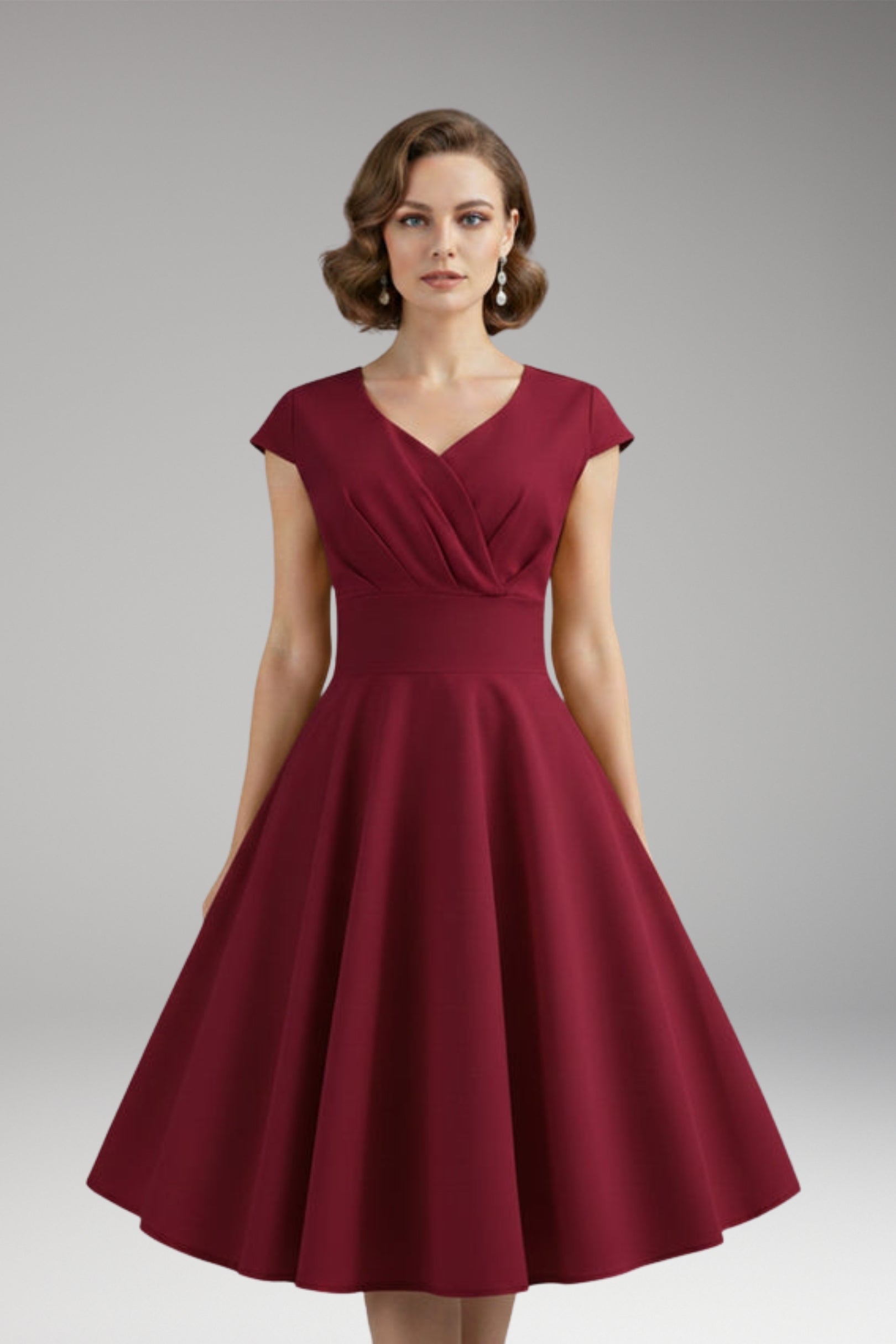Women's Midi Dress | Sweetheart Neckline & Flared Skirt