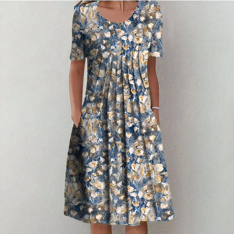 Women's Midi Dress | Wildflower Print & Pleated Bodice