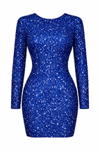 Women's Mini Dress | Sequin Shimmer Long Sleeve & Backless