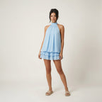 Women's Mini Dress | Sleeveless Tie Back & Polka Dot