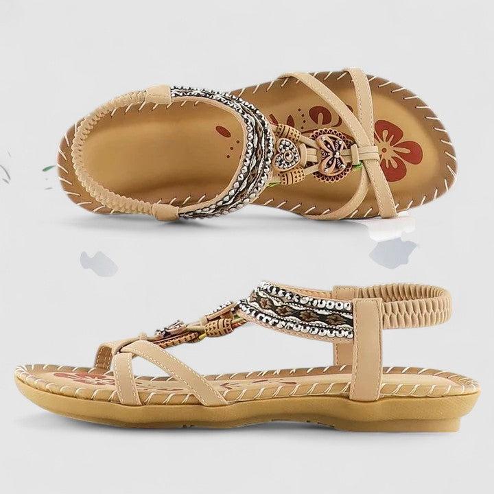 Women's Orthopedic Sandals | Boho Beaded Elastic Flat