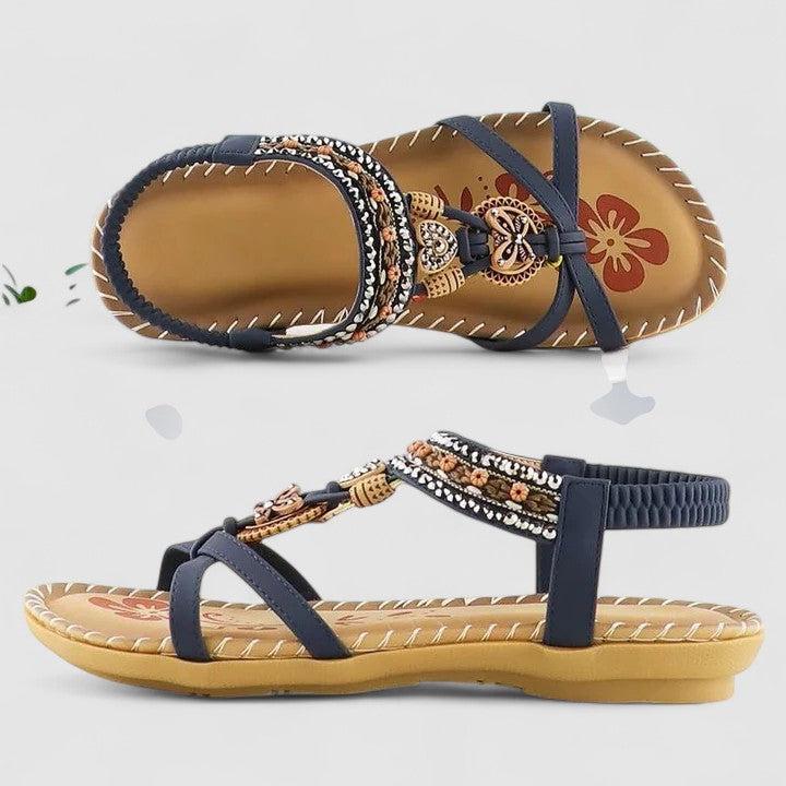 Women's Orthopedic Sandals | Boho Beaded Elastic Flat