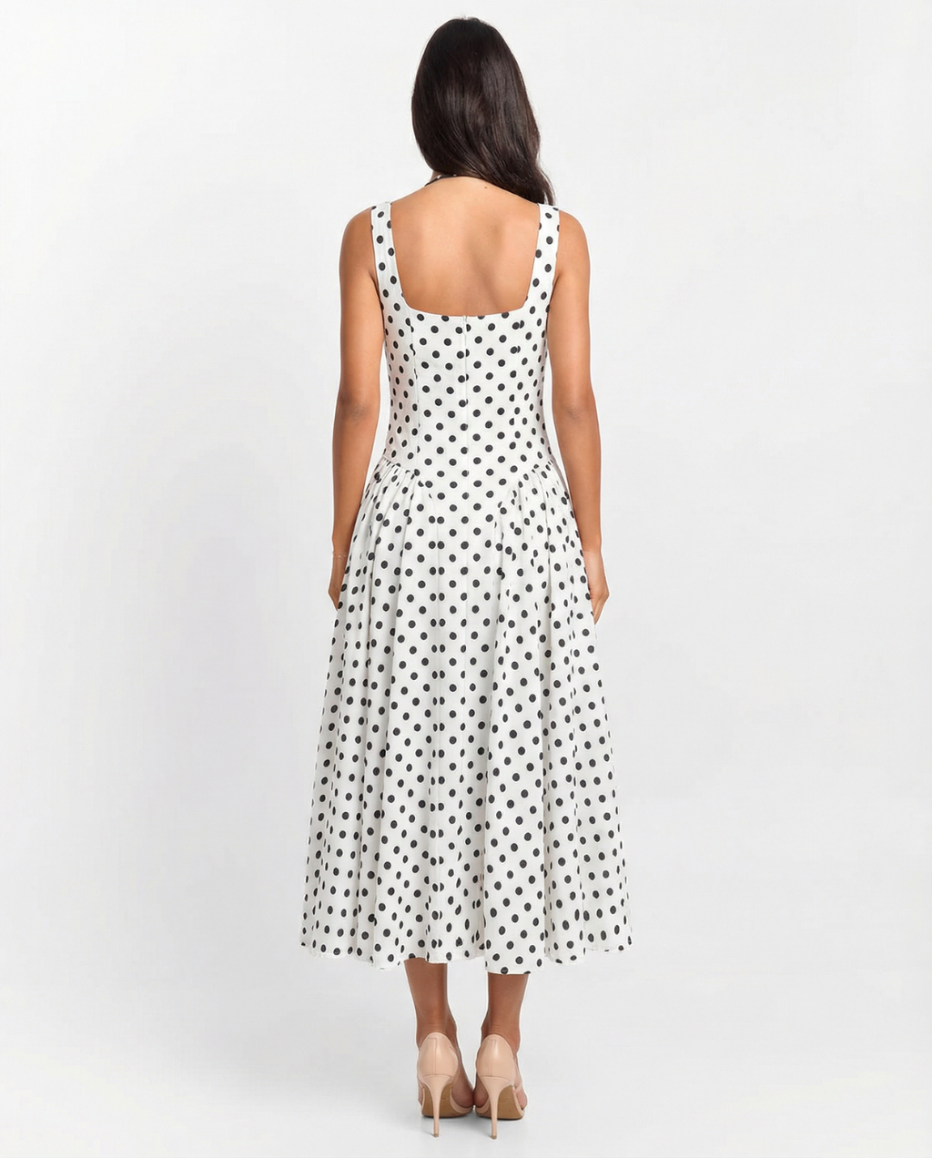 Women's Pleated Midi Dress | V-Neck Fit & Flare