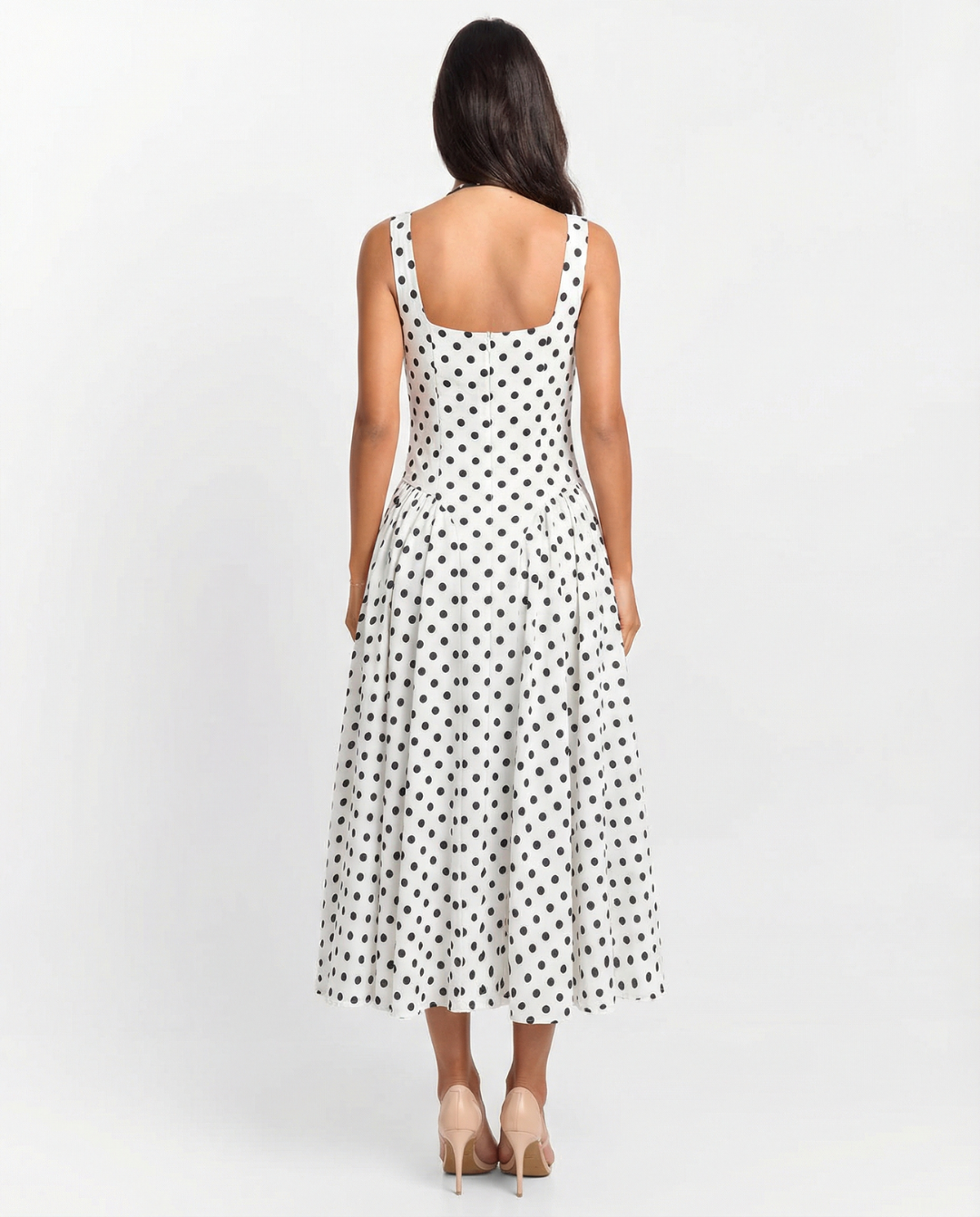 Women's Pleated Midi Dress | V-Neck Fit & Flare