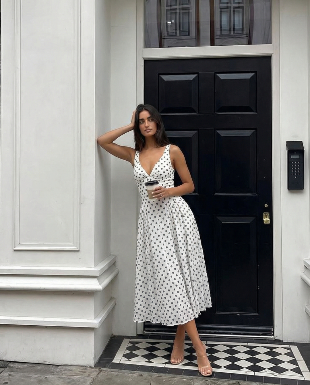 Women's Pleated Midi Dress | V-Neck Fit & Flare