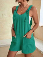Women's Romper | Tie Strap Short Dungaree & Pocket Detail