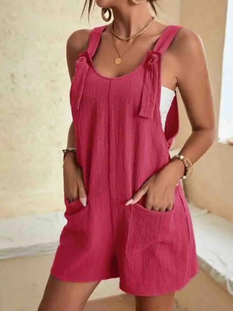 Women's Romper | Tie Strap Short Dungaree & Pocket Detail