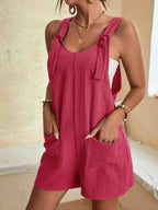 Women's Romper | Tie Strap Short Dungaree & Pocket Detail