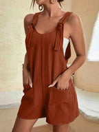 Women's Romper | Tie Strap Short Dungaree & Pocket Detail
