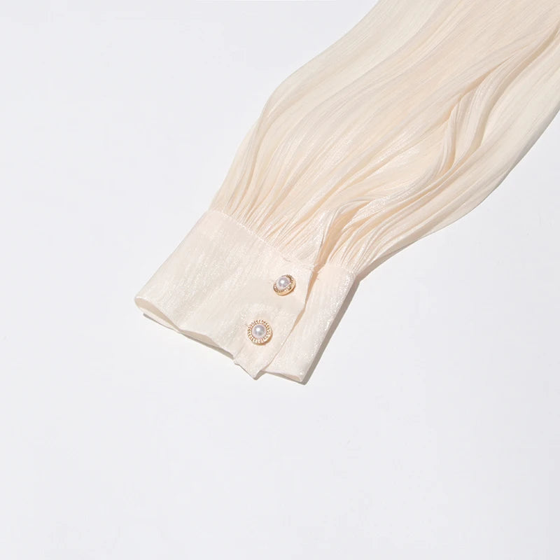 Women's Ruffle Mini Dress | Pleated Long Sleeve & Tie Neck