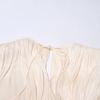 Women's Ruffle Mini Dress | Pleated Long Sleeve & Tie Neck