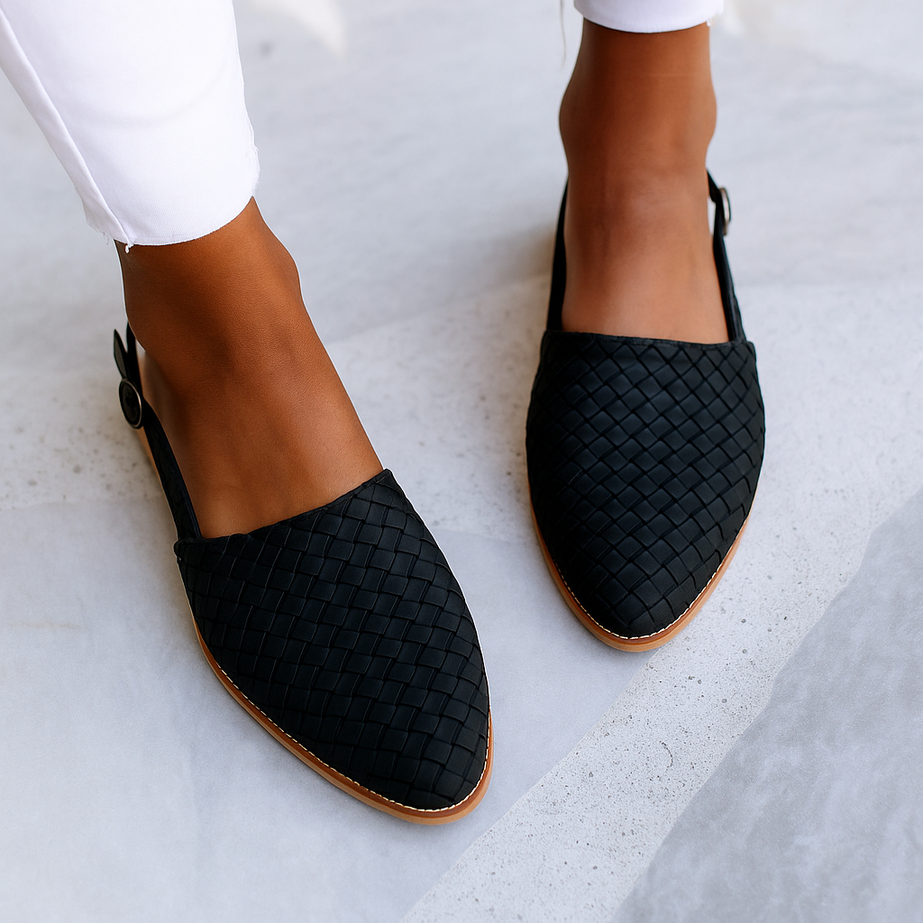 Women's Sandal Flat Mule | Woven Pointed Toe