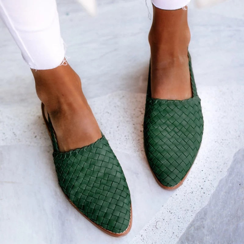 Women's Sandal Flat Mule | Woven Pointed Toe