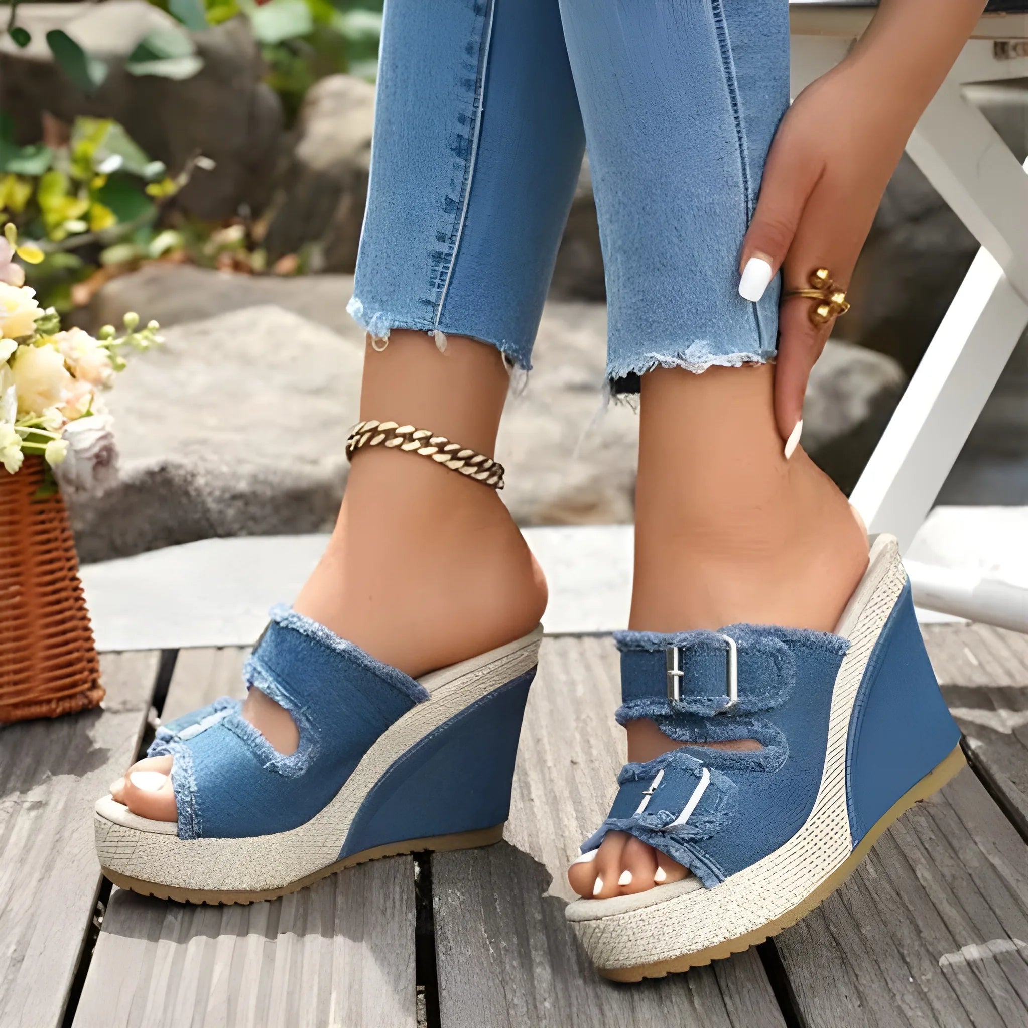 Women's Sandals | Platform Wedge, Double Buckle Straps & Open Toe