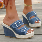 Women's Sandals | Platform Wedge, Double Buckle Straps & Open Toe