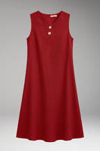 Women's Short Dress | V-Neckline & Button Detail