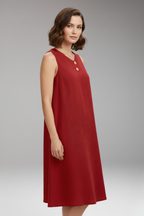 Women's Short Dress | V-Neckline & Button Detail