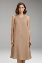 Women's Short Dress | V-Neckline & Button Detail