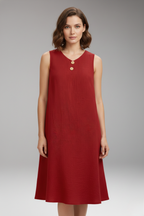 Women's Short Dress | V-Neckline & Button Detail