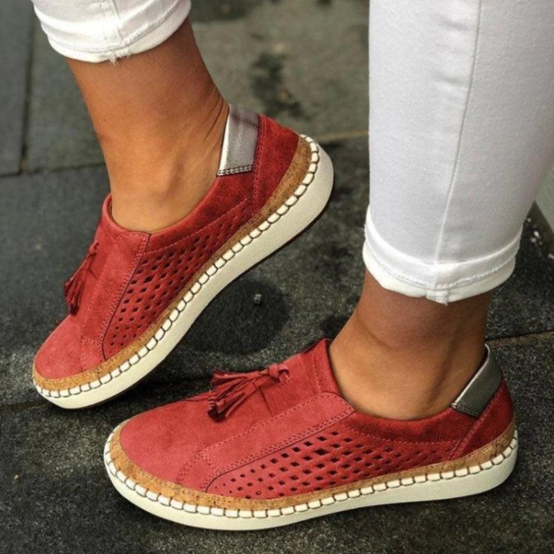 Women's Slip Ons | Perforated Detail Tassel & Flatform Sole