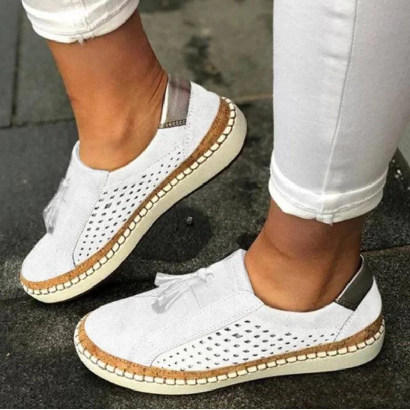 Women's Slip Ons | Perforated Detail Tassel & Flatform Sole