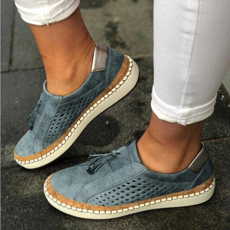 Women's Slip Ons | Perforated Detail Tassel & Flatform Sole