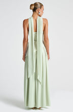 Women's Strapless Maxi Dress | Pleated Skirt & Thigh-High Slit
