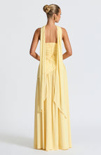 Women's Strapless Maxi Dress | Pleated Skirt & Thigh-High Slit