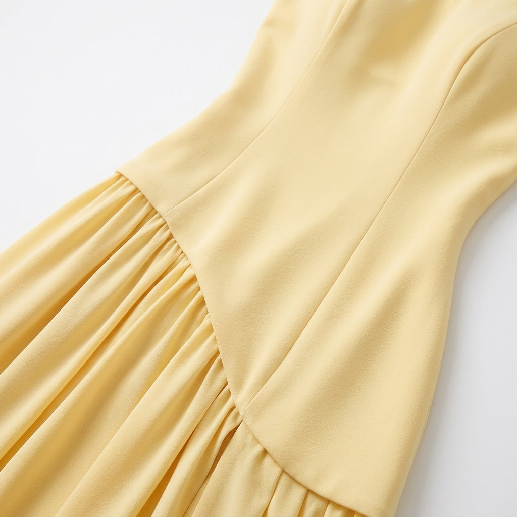 Women's Strapless Maxi Dress | Pleated Skirt & Thigh-High Slit