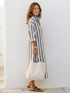 Women's Striped Maxi Dress | Long Sleeve & Relaxed Fit
