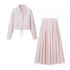 Women's Summer Co ord Set | Cropped Shirt Pleated Skirt