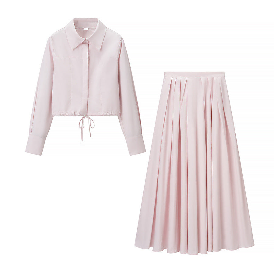 Women's Summer Co ord Set | Cropped Shirt Pleated Skirt