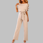 Women's Summer Jumpsuit | Belted Waist & Batwing Sleeve