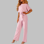 Women's Summer Jumpsuit | Belted Waist & Batwing Sleeve