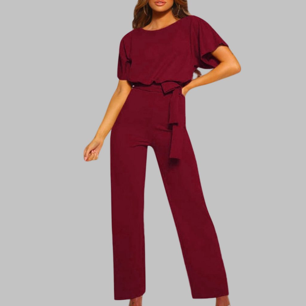 Women's Summer Jumpsuit | Belted Waist & Batwing Sleeve