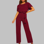 Women's Summer Jumpsuit | Belted Waist & Batwing Sleeve