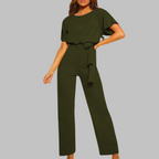 Women's Summer Jumpsuit | Belted Waist & Batwing Sleeve