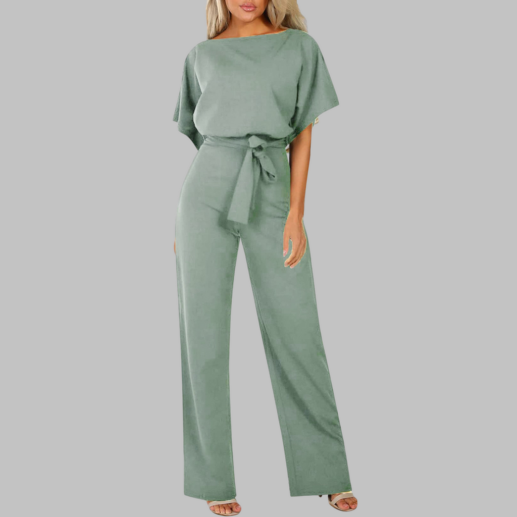 Women's Summer Jumpsuit | Belted Waist & Batwing Sleeve