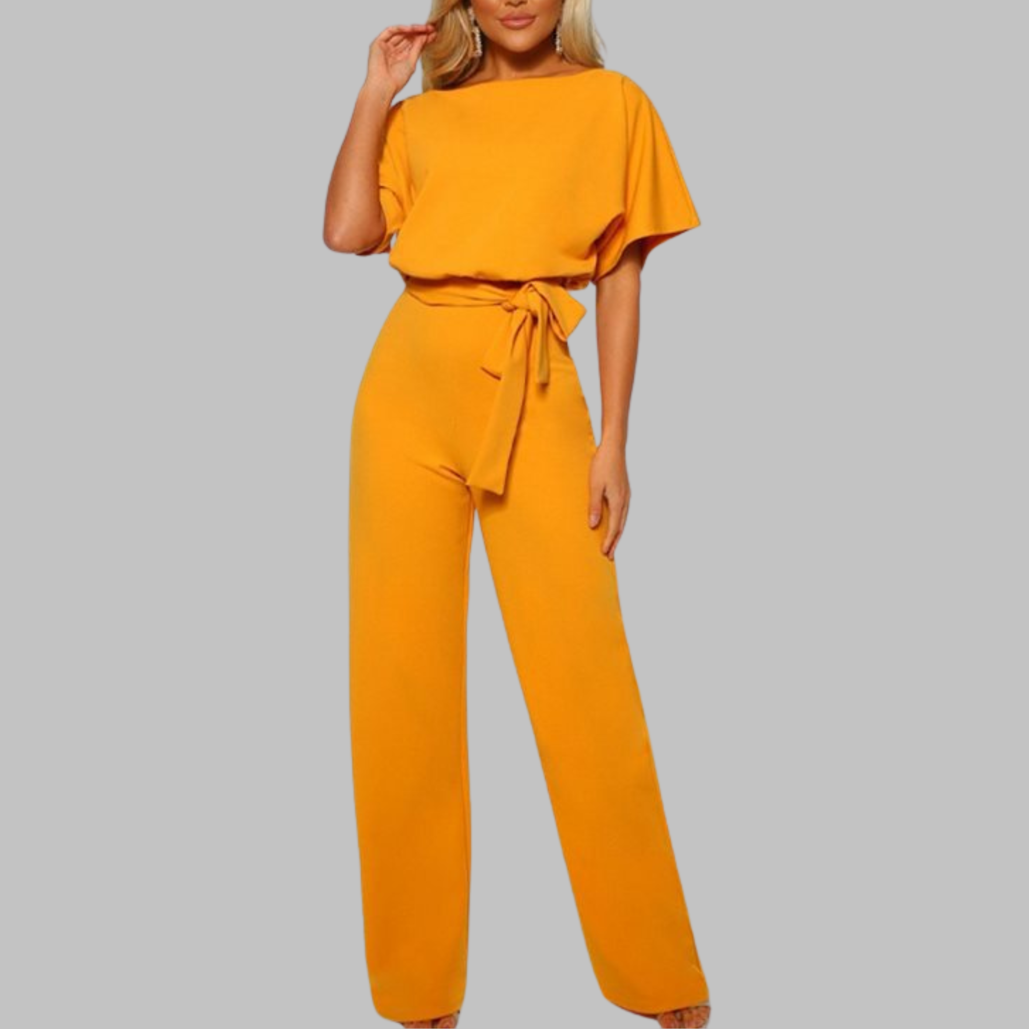 Women's Summer Jumpsuit | Belted Waist & Batwing Sleeve