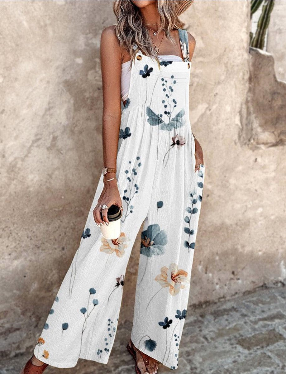 Women's Summer Jumpsuit | Floral Print & Wide Leg